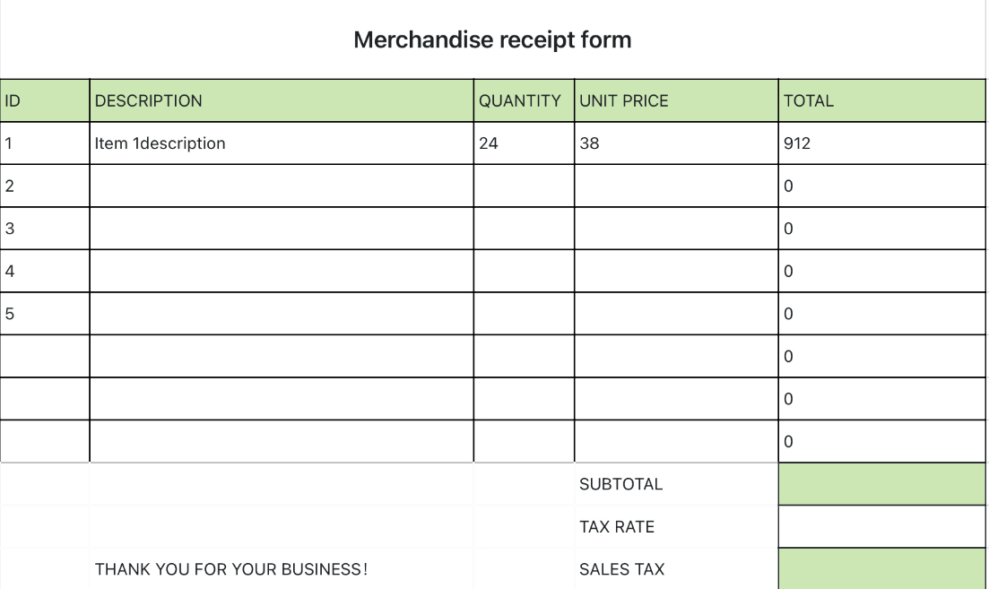 Merchandise receipt form（Automatic statistics）